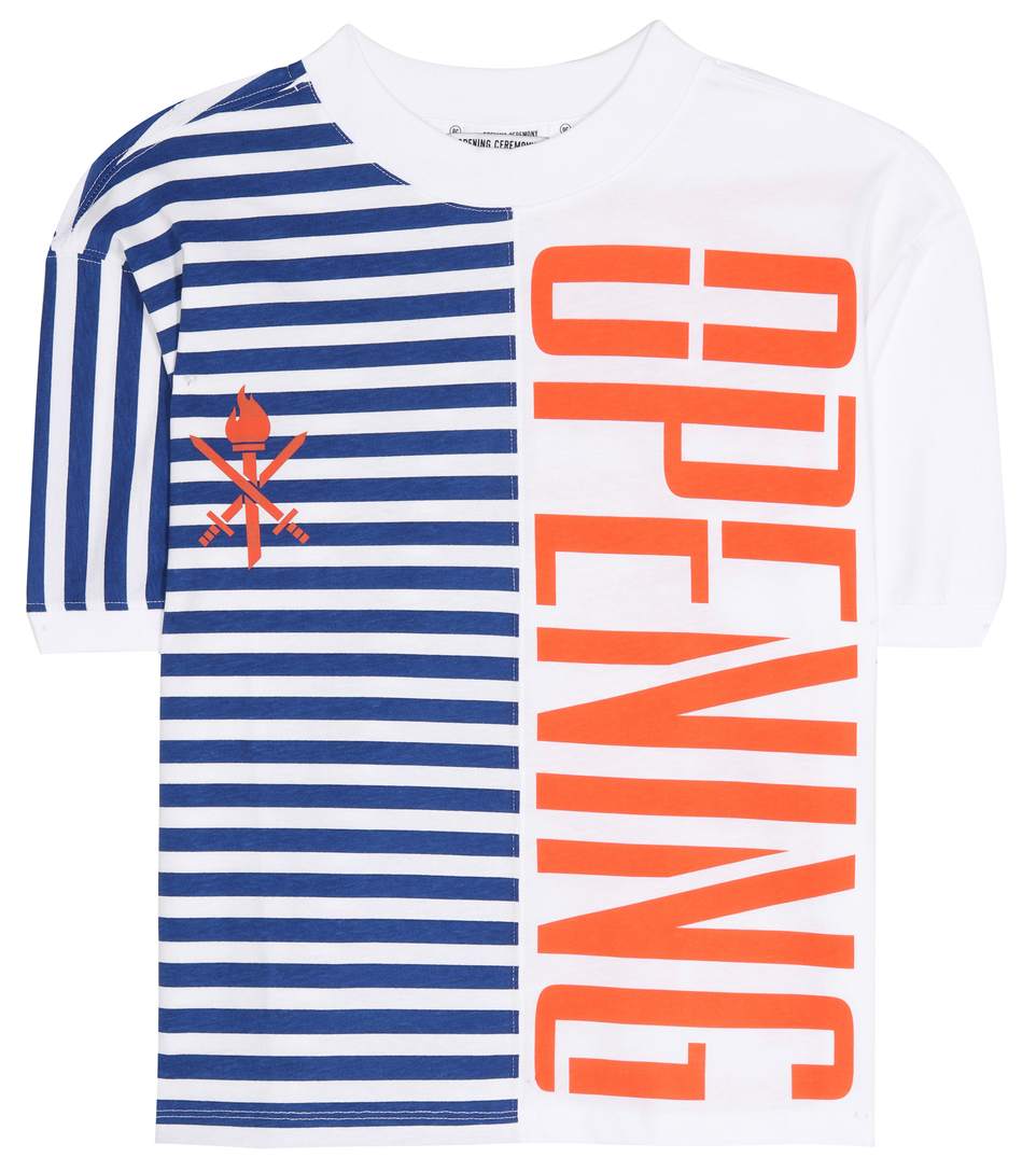 Opening Ceremony Striped Stretch Logo Tee, Multicolor In White | ModeSens