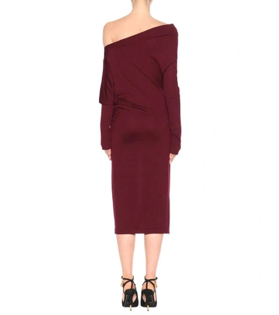 Shop Tom Ford Cashmere Silk Off-shoulder Dress In Lordeaux