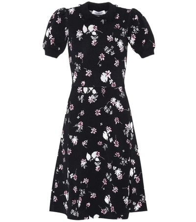 Valentino Floral-intarsia Dress In Black