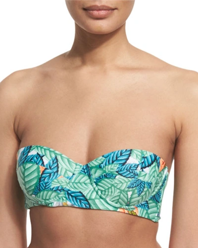 Mara Hoffman Leaf-print Underwire Bandeau Swim Top, White Multi