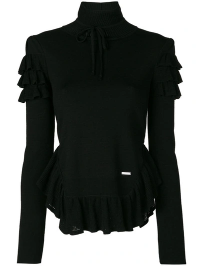 Dsquared2 Frill Turtleneck Top - Black