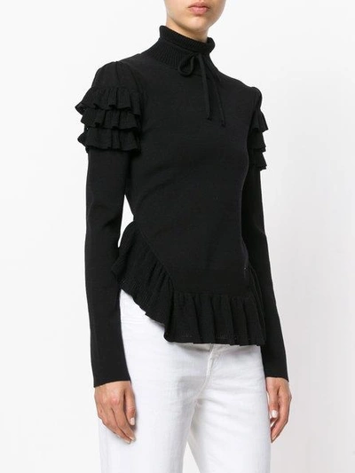 Shop Dsquared2 Frill Turtleneck Top - Black