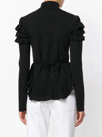 Shop Dsquared2 Frill Turtleneck Top - Black