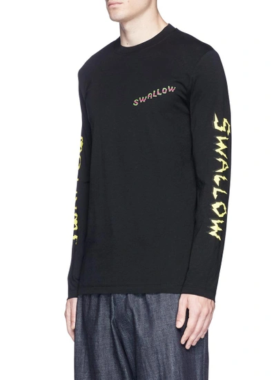 Shop Mcq By Alexander Mcqueen 'swallow' Slogan Print Long Sleeve T-shirt