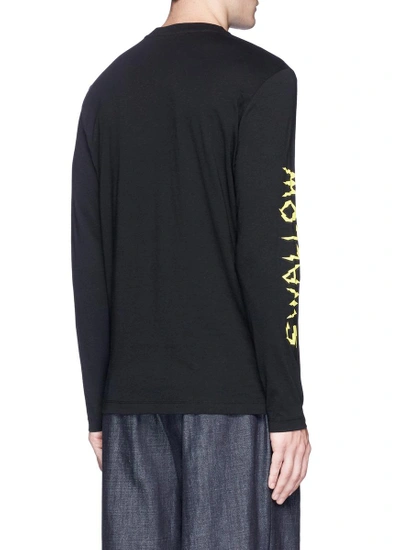 Shop Mcq By Alexander Mcqueen 'swallow' Slogan Print Long Sleeve T-shirt