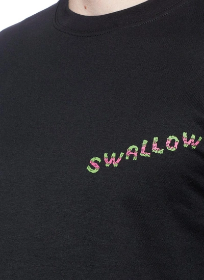 Shop Mcq By Alexander Mcqueen 'swallow' Slogan Print Long Sleeve T-shirt