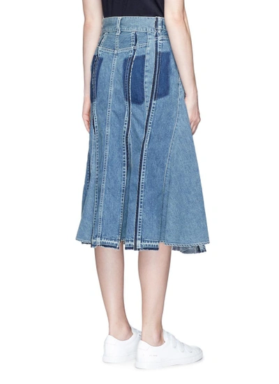 Shop Sacai Belted Asymmetric Wrap Denim Skirt