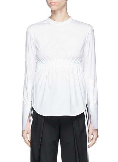 Shop Neil Barrett Elastic Waist Poplin Long Sleeve Top