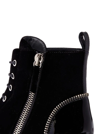 Shop Giuseppe Zanotti 'hilary' Zip Velvet And Patent Leather Boots