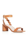 LOEFFLER RANDALL Emi Ankle Strap Block Heel Sandals,2621321TAN