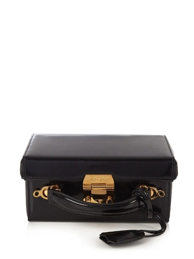Mark Cross Grace Small Leather Box Bag In Black Gold