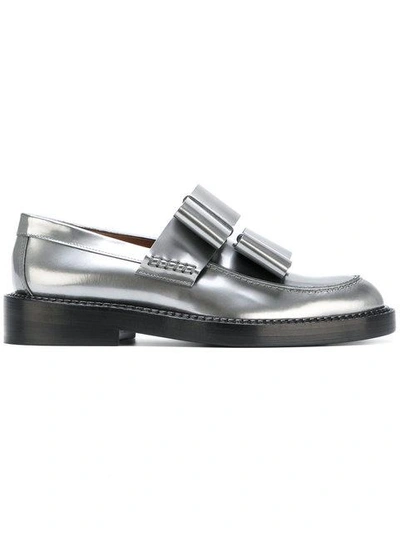 Shop Marni Bow-embellished Loafers - Grey