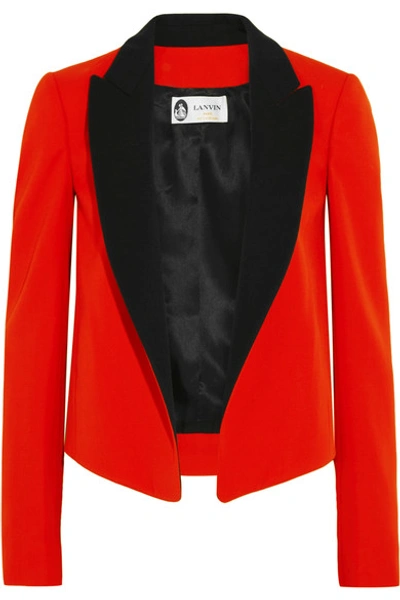 Lanvin Colourblock Cropped Wool Suiting Jacket In Red