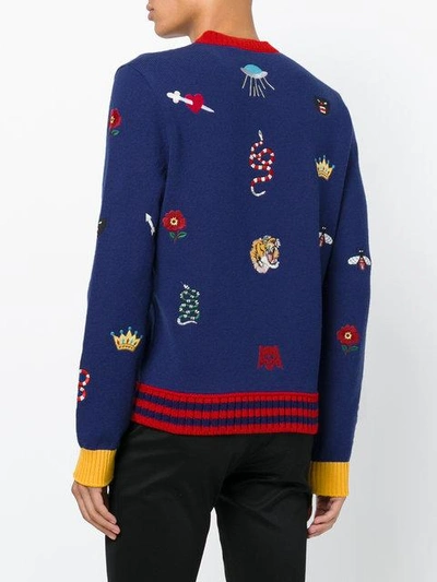 Shop Gucci Embroidered Sweater - Blue