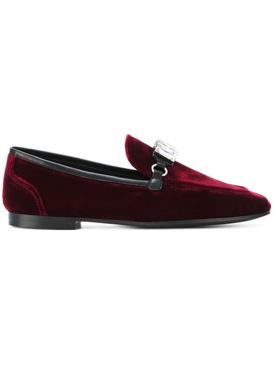 Giuseppe Zanotti Clover Crystal Loafers In Red