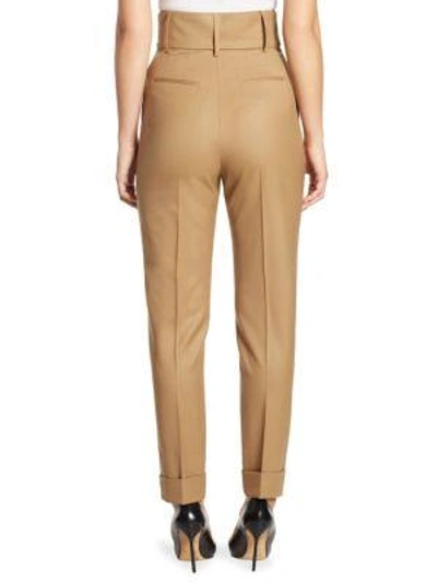 Shop Sara Battaglia Belted High-waist Wool Trousers In Camel