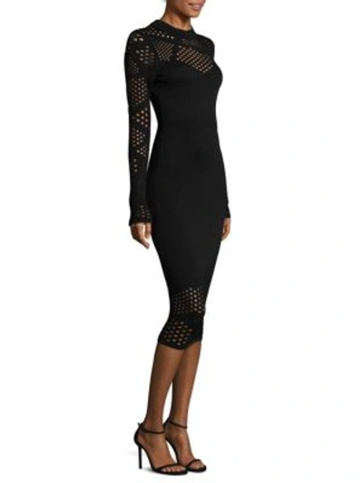Shop Milly Fractured Pointelle Bodycon Fitted Dress In Black