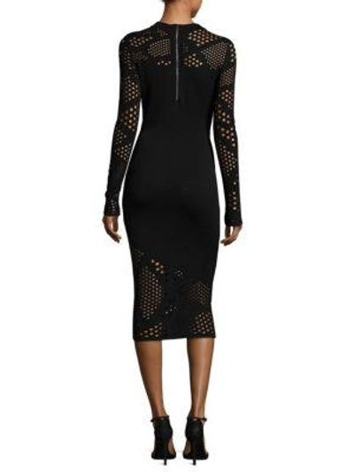 Shop Milly Fractured Pointelle Bodycon Fitted Dress In Black