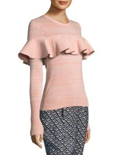 Shop Apiece Apart Ruffle Front Sweater In Quartz Marl