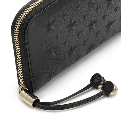Shop Jimmy Choo Filipa Black Grainy Leather Wallet With Embossed Stars