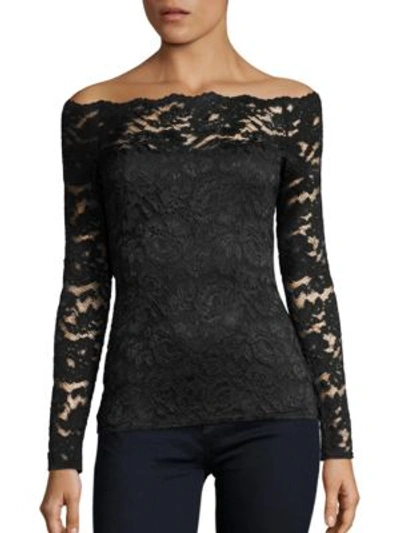 Shop L Agence Heidi Off-the-shoulder Lace Top In Black