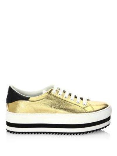 Shop Marc Jacobs Grand Leather Platform Sneakers In Gold