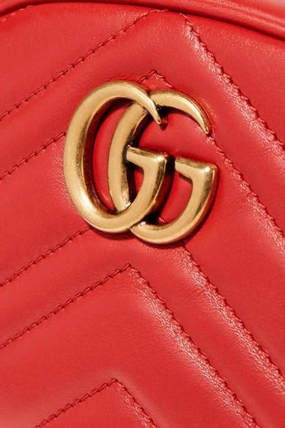 Shop Gucci Gg Marmont Quilted Leather Belt Bag In Red