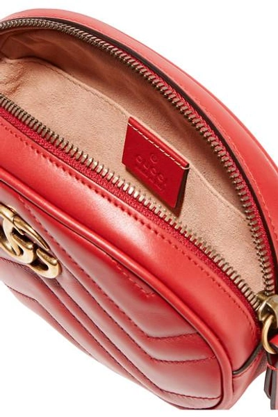 Shop Gucci Gg Marmont Quilted Leather Belt Bag In Red