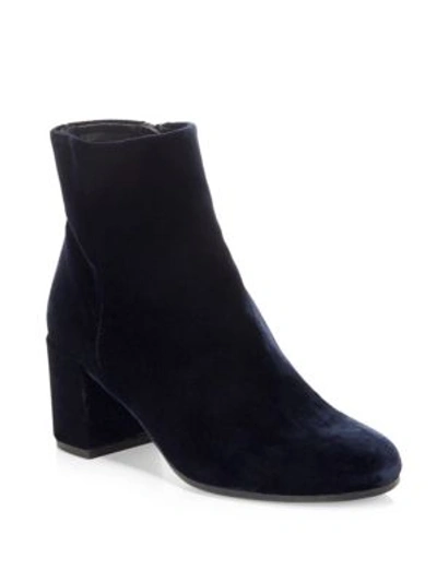 Vince Blakely Velvet Block Heel Booties In Navy