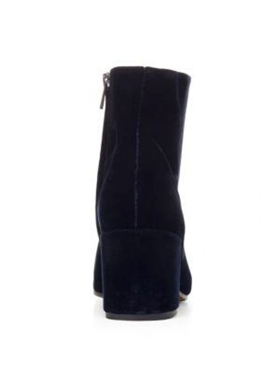 Shop Vince Blakely Velvet Booties In Navy