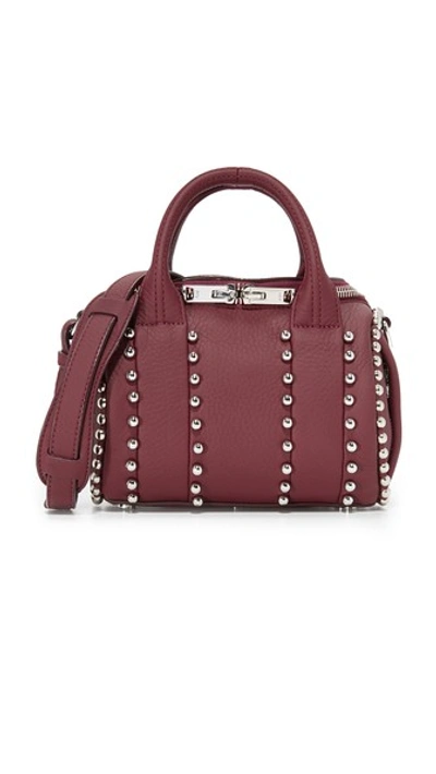 Alexander Wang Mini Rockie Red Leather Bowler Bag With Studs In Rosso