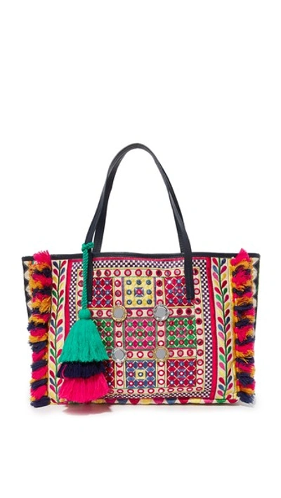 Figue Fara Embroidered Tote In Ivory/multi