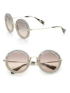 MIU MIU 49MM Round Embellished Acetate & Metal Sunglasses