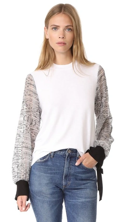 Clu Embroidered Sleeve Pullover In White