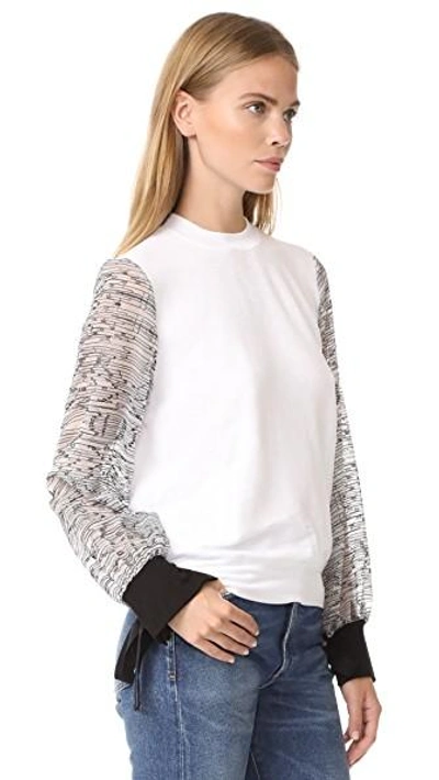 Shop Clu Embroidered Sleeve Pullover In White