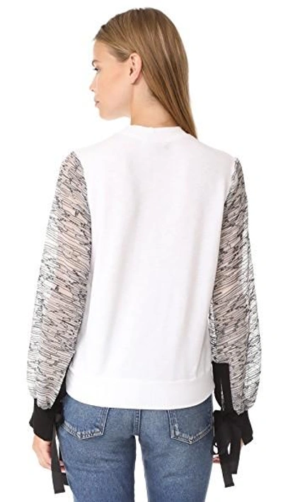 Shop Clu Embroidered Sleeve Pullover In White