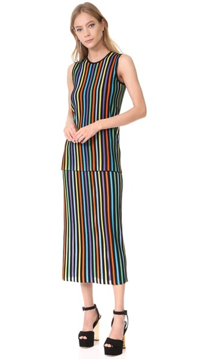 Shop Diane Von Furstenberg Sleeveless Two Tiered Knit Dress In Azuro Combo