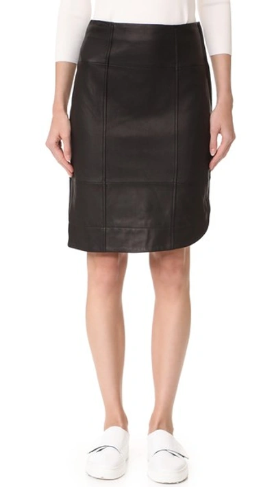 Grey Jason Wu Asymmetrical Leather Skirt In Black