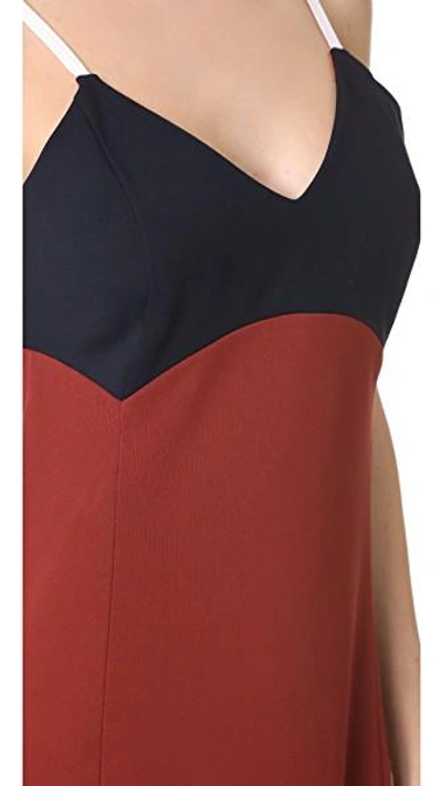 Shop Dkny V Neck Slip Dress In Oxide/classic Navy/white