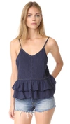 CHLOE OLIVER CRINKLE TEXTURE RUFFLE TANK