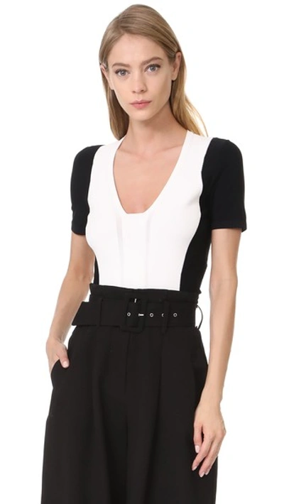 Narciso Rodriguez Two-tone Stretch-knit Top In White/black