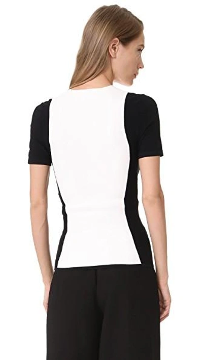 Shop Narciso Rodriguez 3/4 Sleeve Knit Top In White/black