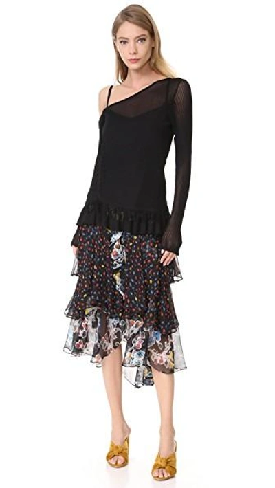 Shop Jason Wu Ruffle Skirt In Black