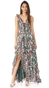 TANYA TAYLOR FLORAL IKAT SILK STRIPE OKSANA DRESS