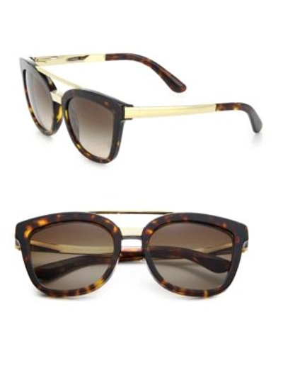 Dolce & Gabbana 54mm Square Acetate & Metal Sunglasses In Havana