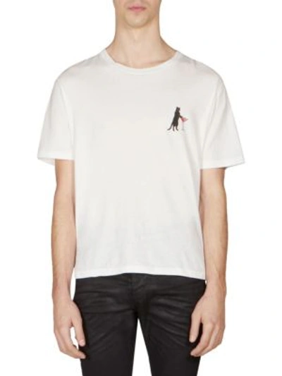 Saint Laurent Cat Martini Cotton Tee In Multi