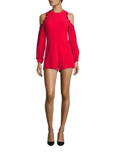 Shop Alexis Asher Button Trim Cold Shoulder Jumpsuit In Red