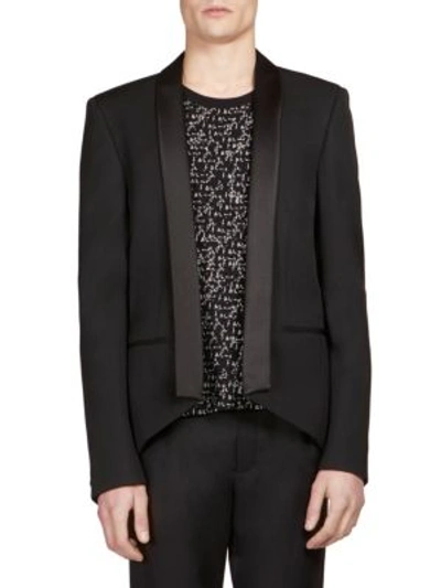 Shop Saint Laurent Shawl Collar Wool Jacket In Black