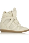 Isabel Marant Burt Leather And Suede Concealed Wedge Sneakers In White