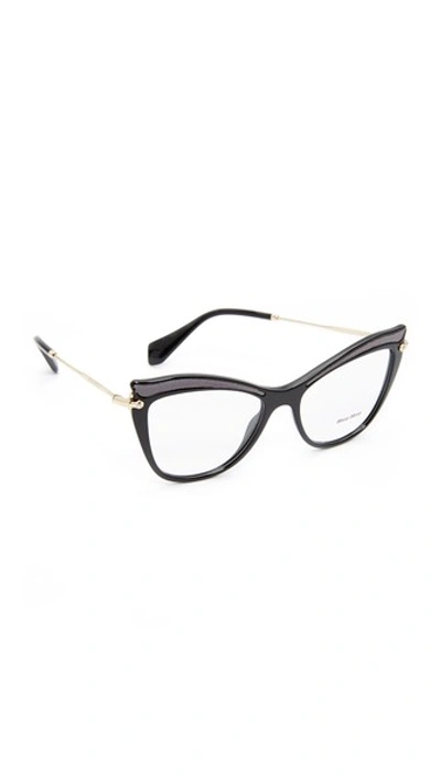 Miu Miu Cat Eye Glasses In Black/clear